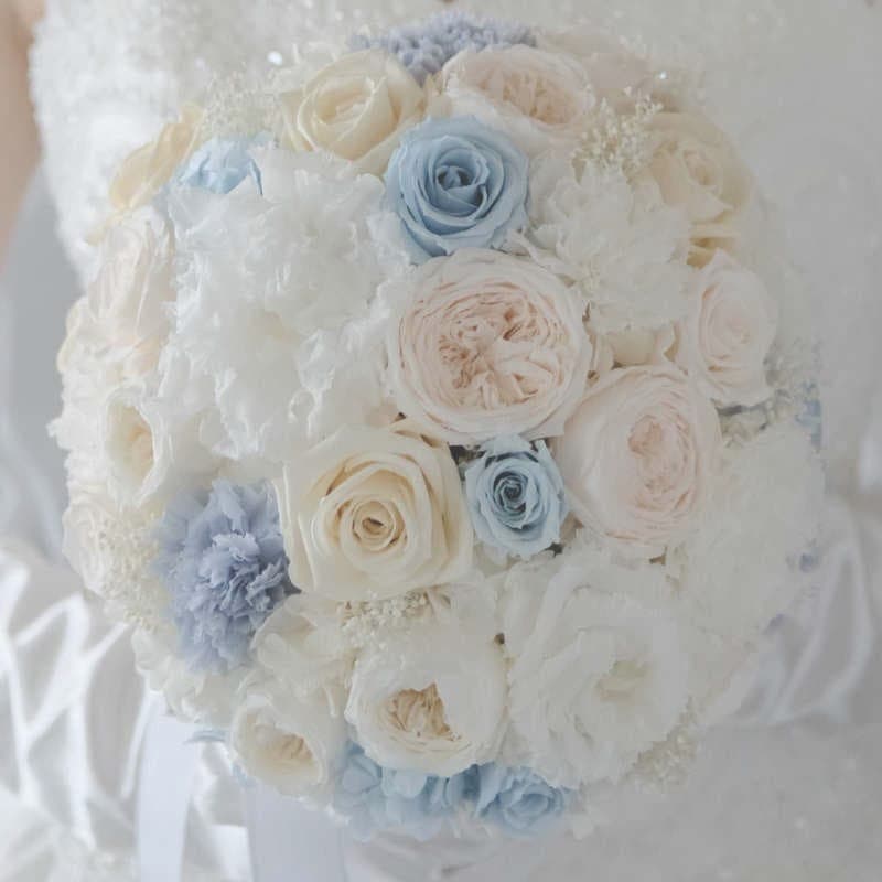 ラウンドブーケ　オールドローズ・バラ・カーネーション